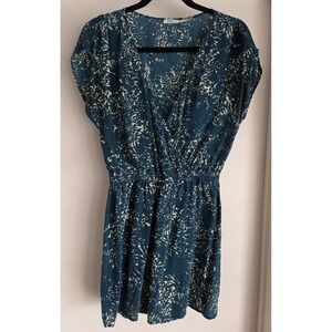 Kimchi Blue Womens M Sleeveless Teal Silk Floral Dress 31in Length